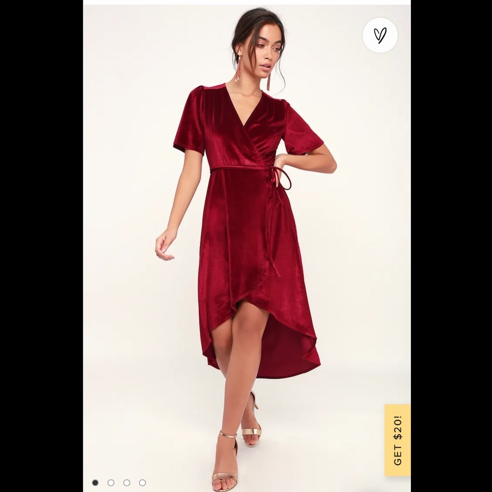 Lulu’s Red Velvet high low dress - NWT